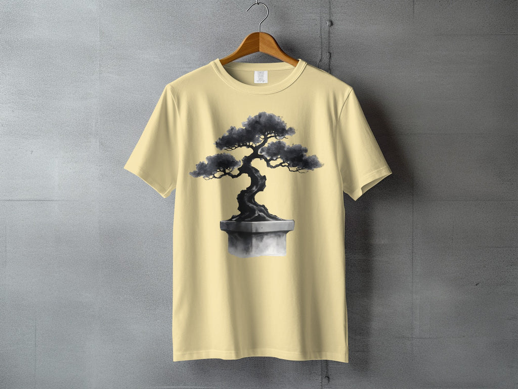 Black gray Bonsai Tree Design Cream Shirt product type