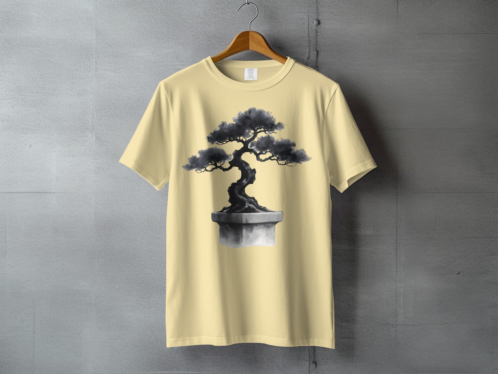 Black gray Bonsai Tree Design Cream Shirt product type