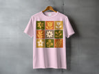 Pink Floral Grid Design Retro Style Square Pattern product type
pink shirt, floral design, retro style, grid pattern, botanical art, flower power, garden motifs, earthy colors, vintage inspired, square print, graphic shirt, nature aesthetic, blossoms, leaf patterns, artistic print, casual fashion, summer style, spring collection, unique design, apparel