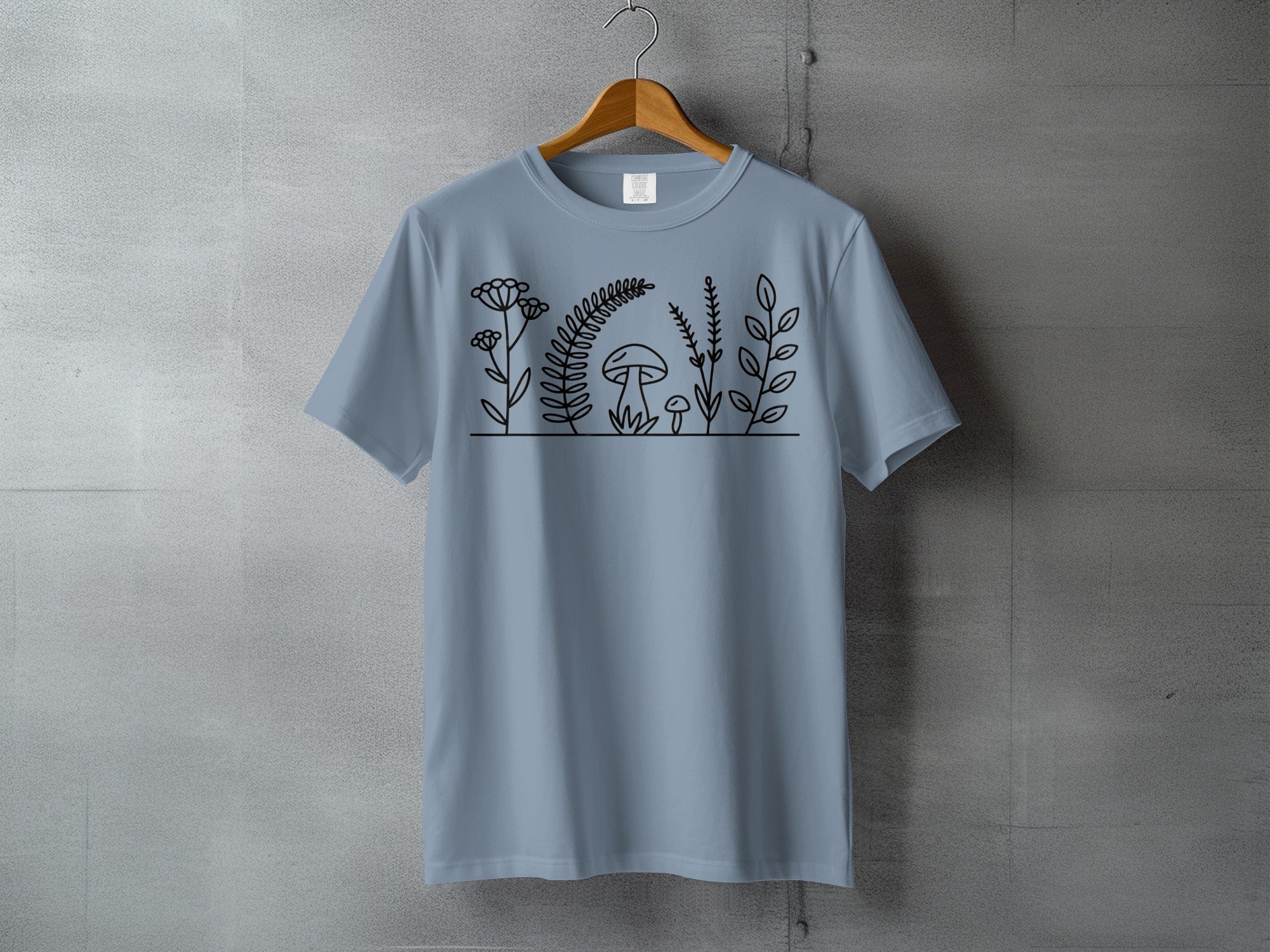 Nature Line Art Botanical Mushroom Fern Leaves product type