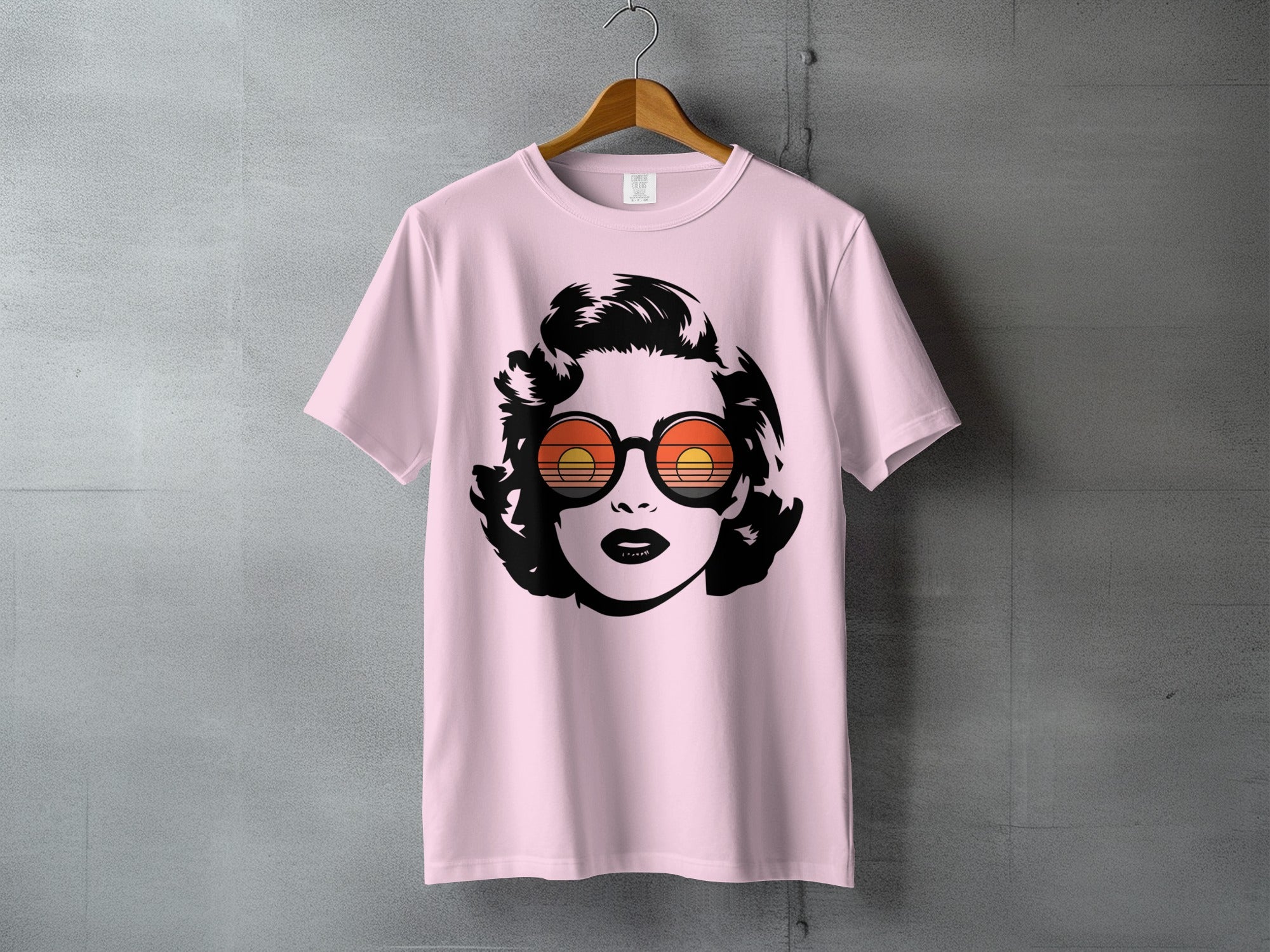 Retro Icon Sunset Glasses Graphic Pink product type
Retro design
Vintage aesthetic
Sunset sunglasses
Iconic face
Marilyn style
Woman graphic
Pop art
Pink garment
Fashion print
Artistic illustration
Summer vibe
Beach style
Cool sunglasses
Graphic product
Celebrity inspired
Old Hollywood
Abstract portrait
Trendy item
Unique design
Eyewear art