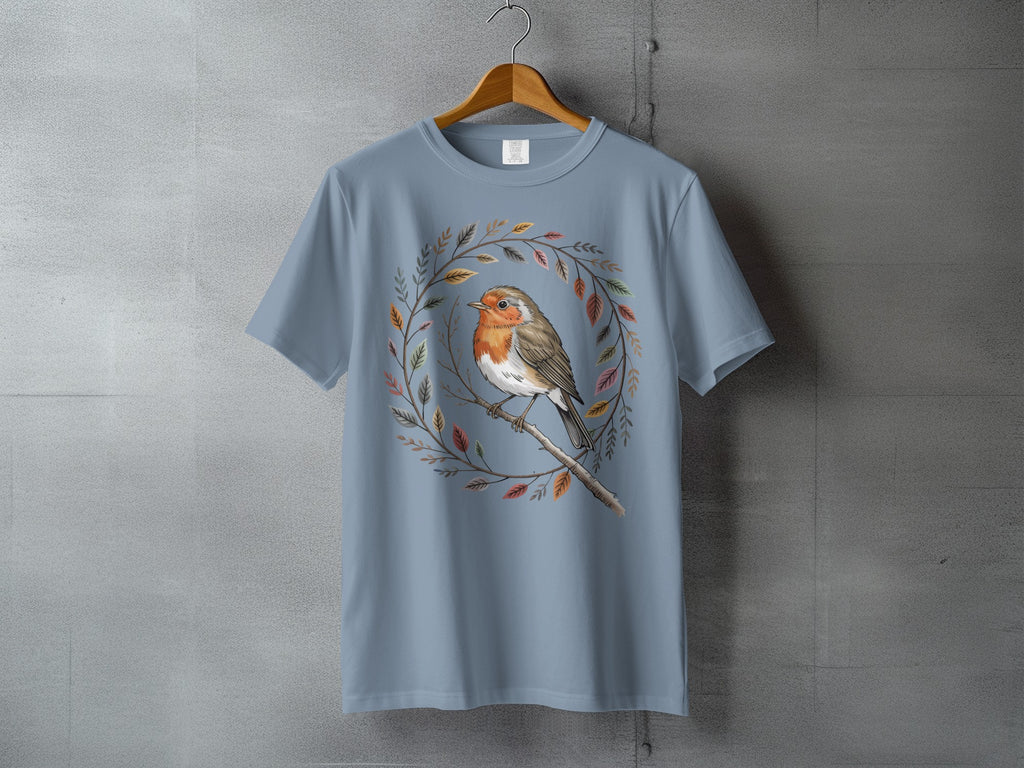 Delightful Robin bird perched autumn leaves wreath product type