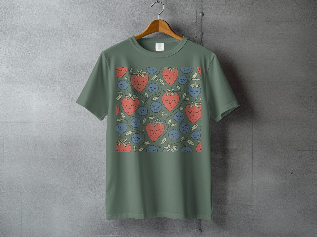 Smiling Berry Patch Strawberry Blueberry Vines Motif Cute Happy product type