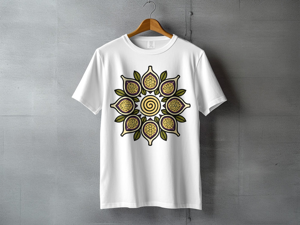 Fig Fruit Mandala Spiral Pattern White Apparel product type
