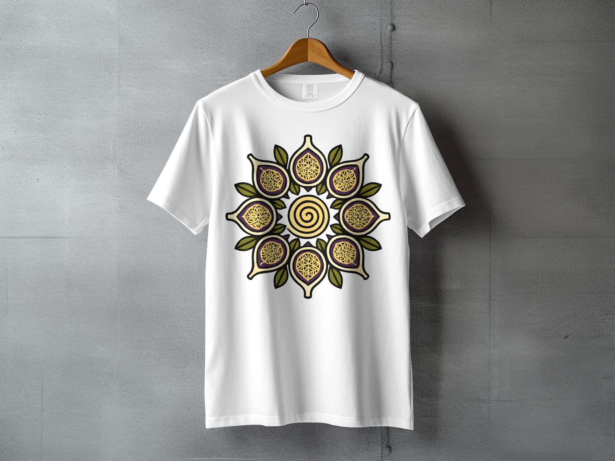 Fig Fruit Mandala Spiral Pattern White Apparel product type