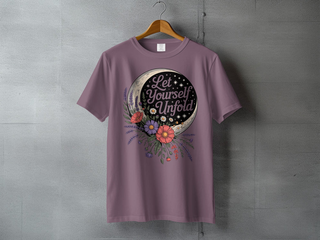 Let Yourself Unfold Moon Flowers T-Shirt Design product type