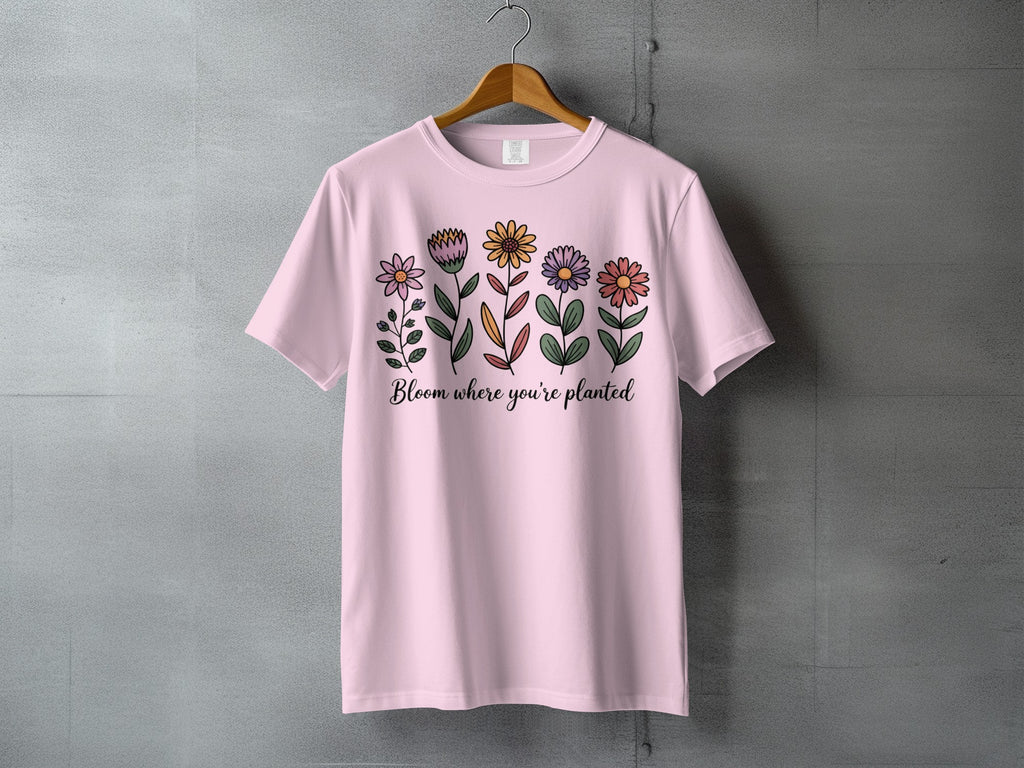 Bloom where you're planted vibrant floral design pink product type