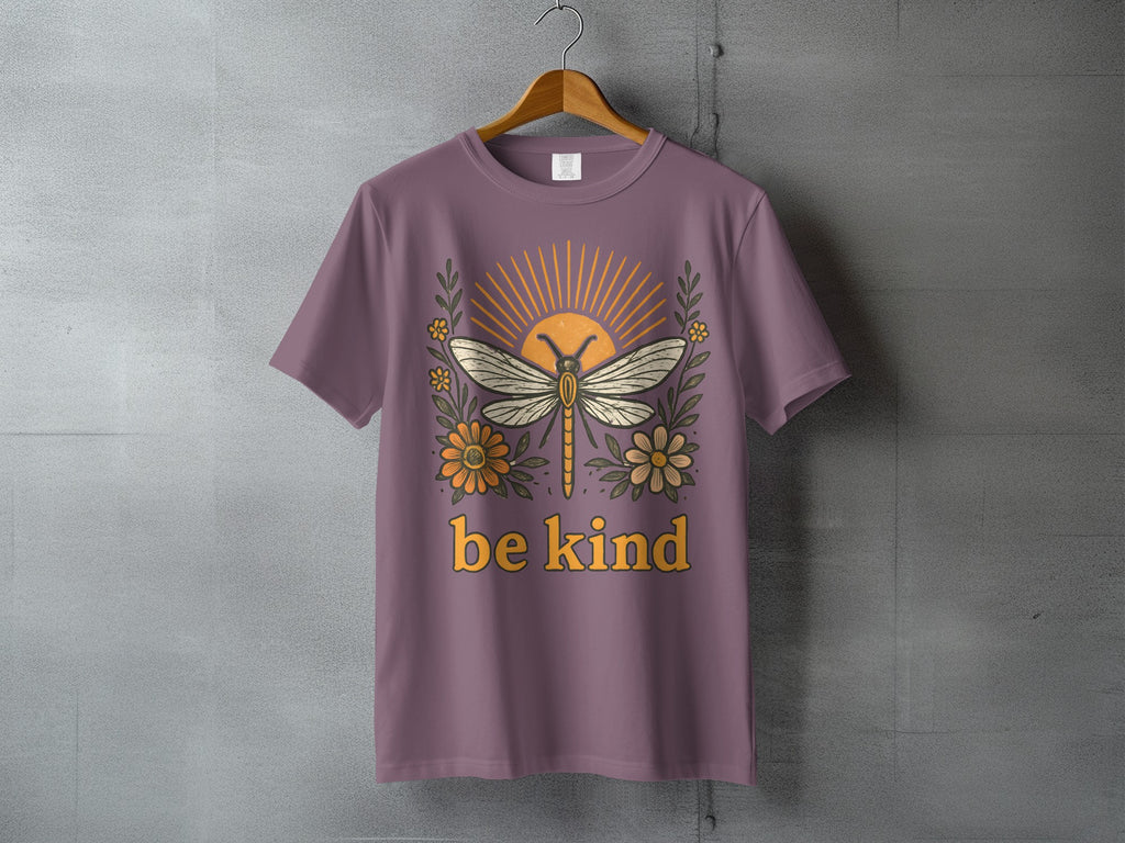 Purple Dragonfly Sunburst Floral Be Kind graphic product type