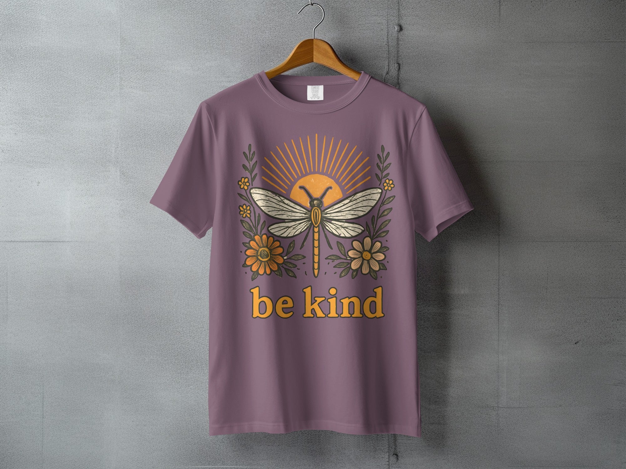 Purple Dragonfly Sunburst Floral Be Kind graphic product type