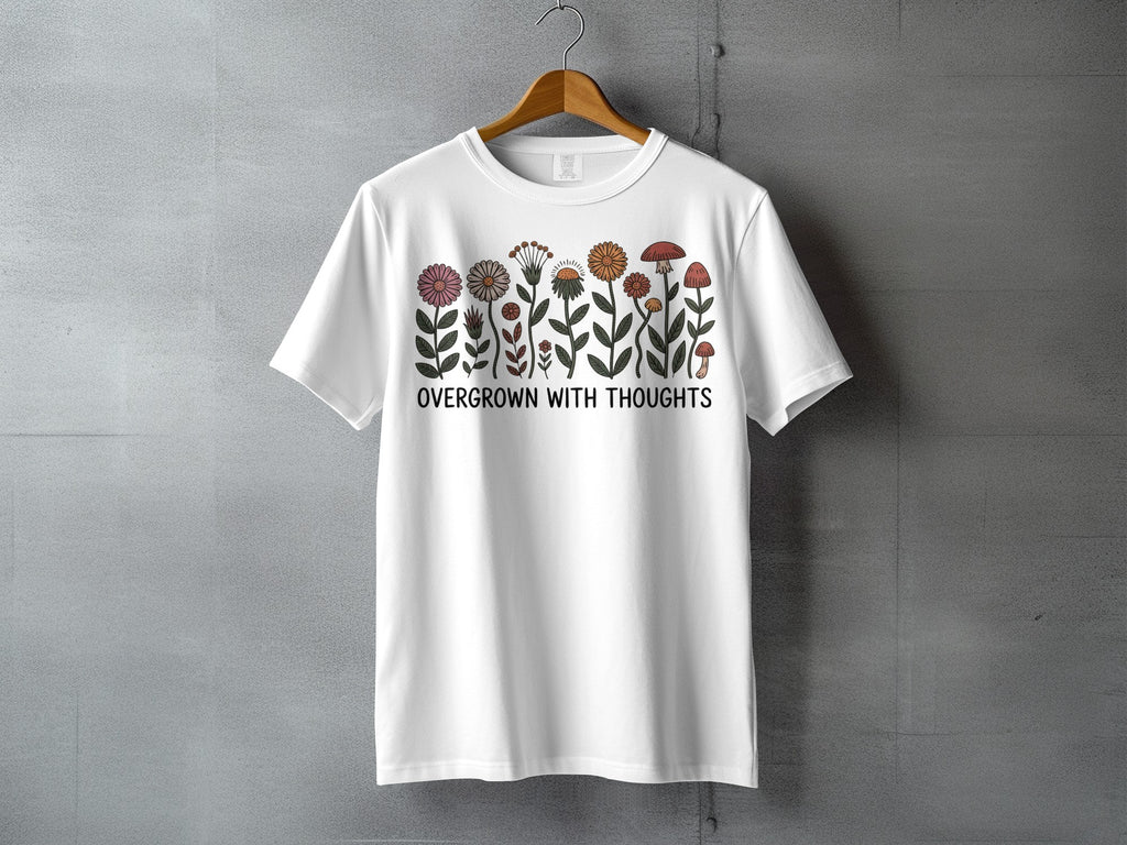 Overgrown with Thoughts Flowers Mushrooms Nature Boho T-shirt product type