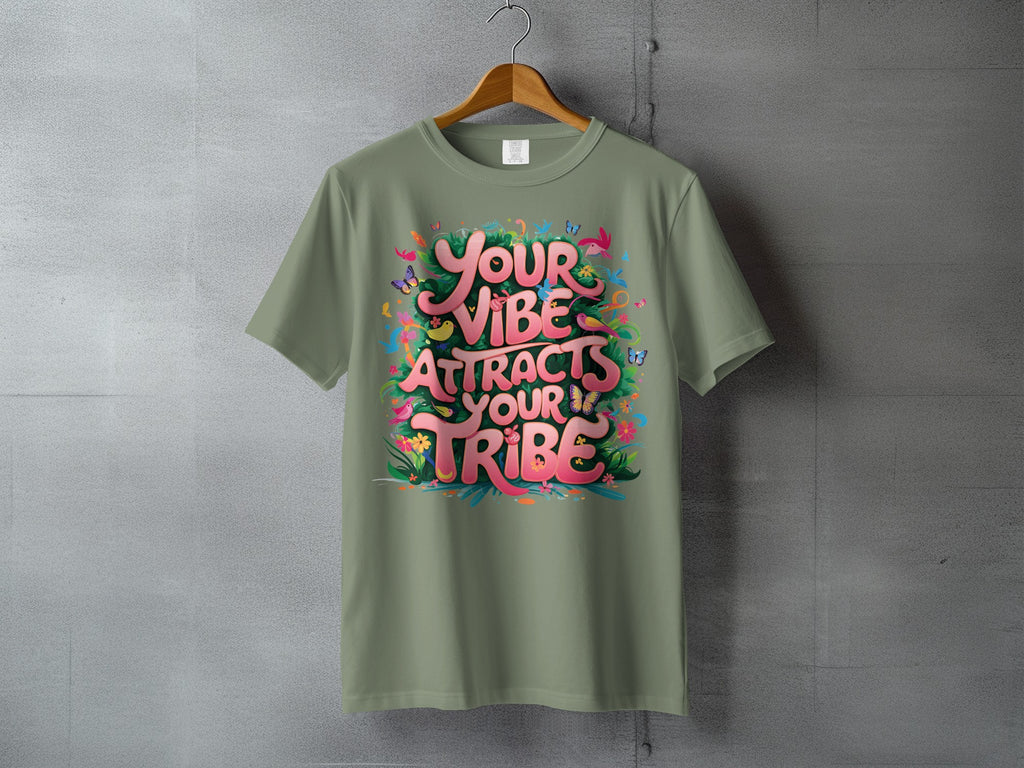 YOUR VIBE ATTRACTS YOUR TRIBE graphic butterflies birds floral product type