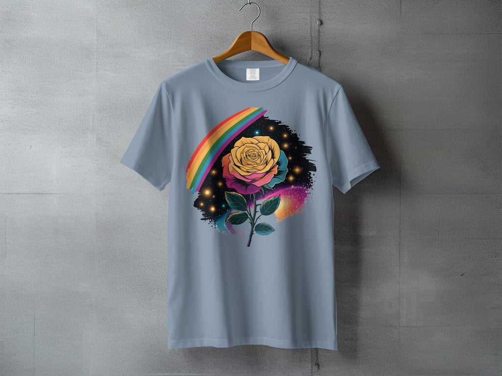 Rainbow Rose Cosmic Floral Design Apparel product type