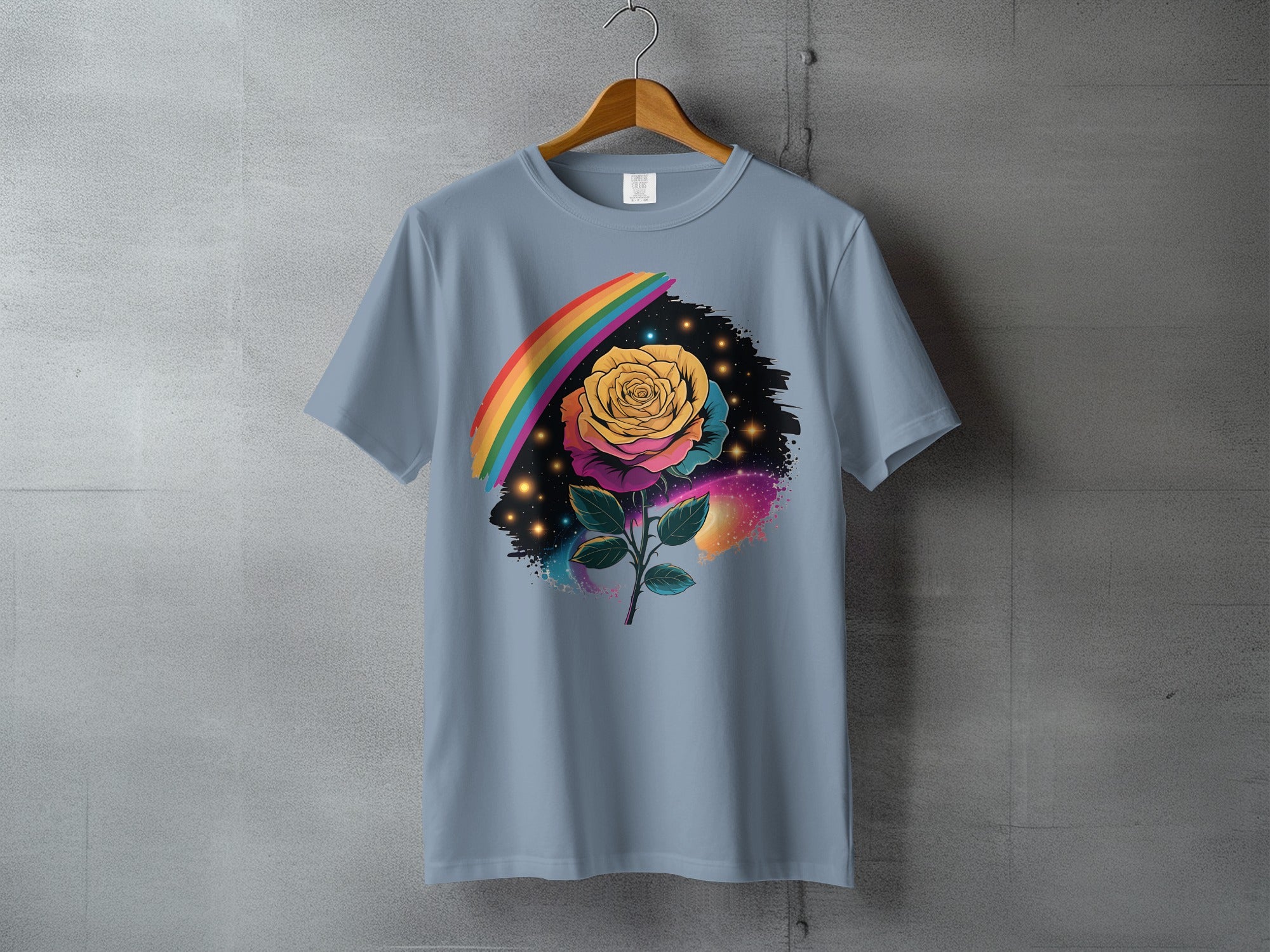 Rainbow Rose Cosmic Floral Design Apparel product type
