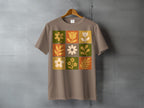 Retro Floral Squares Design Earth Tone Pattern Product Type