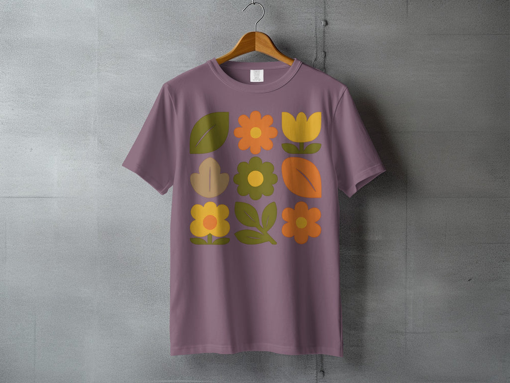 Purple Retro Abstract Floral Pattern Design T-shirt product type