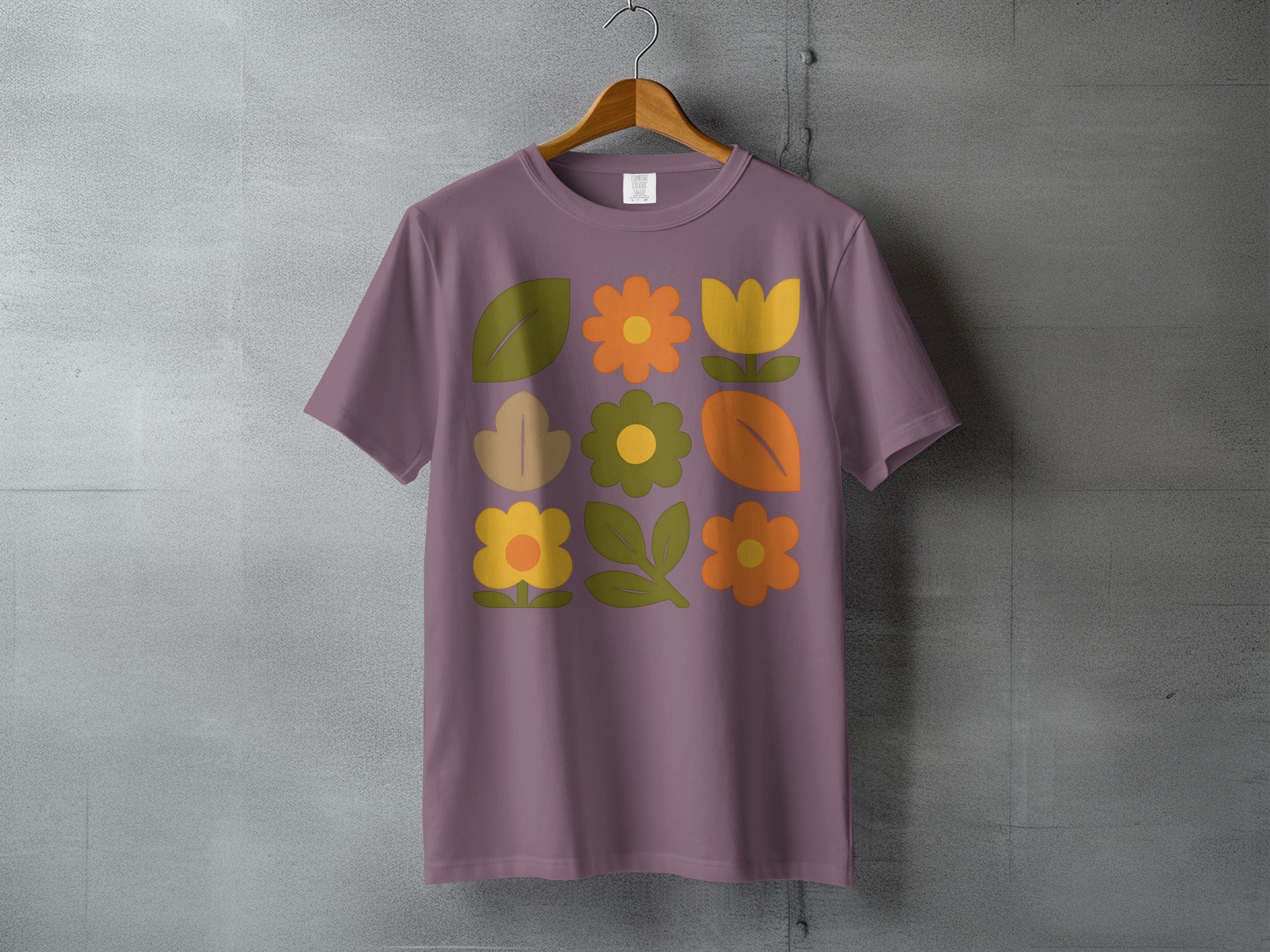 Purple Retro Abstract Floral Pattern Design T-shirt product type