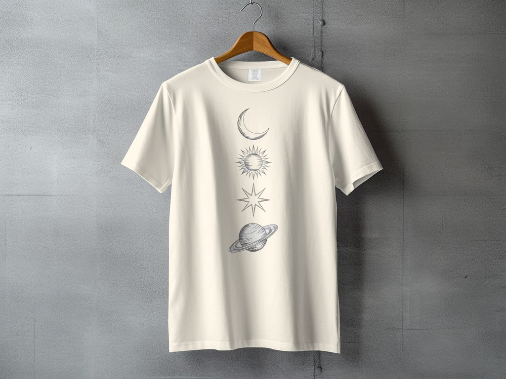Cosmic Celestial Moon Sun Star Planet Graphic t-shirt