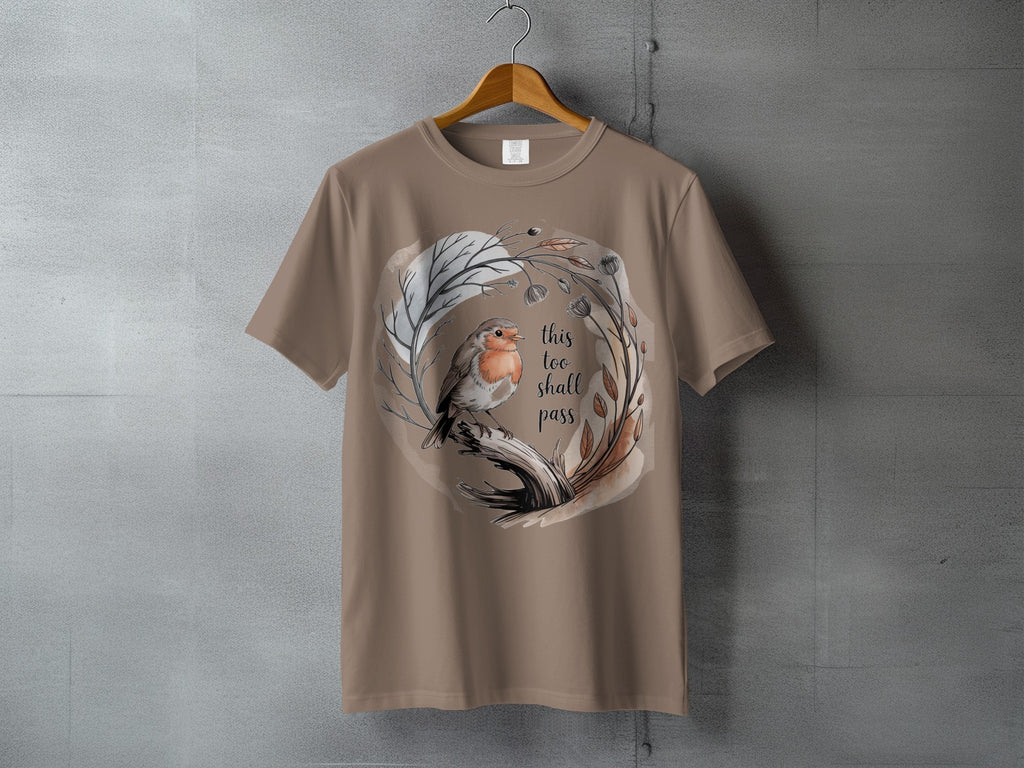 Inspirational Robin Bird Wreath this too shall pass t-shirt