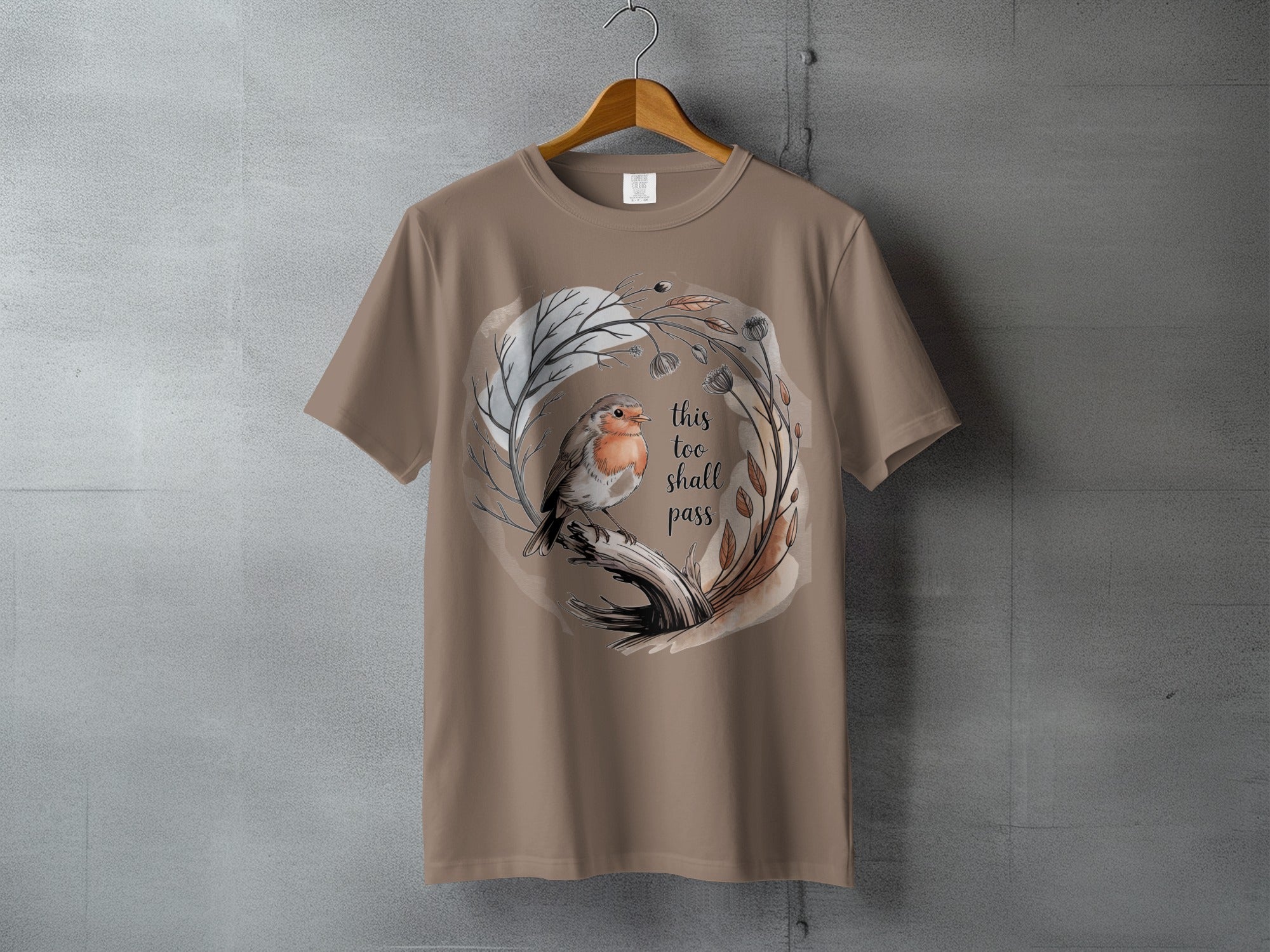 Inspirational Robin Bird Wreath this too shall pass t-shirt