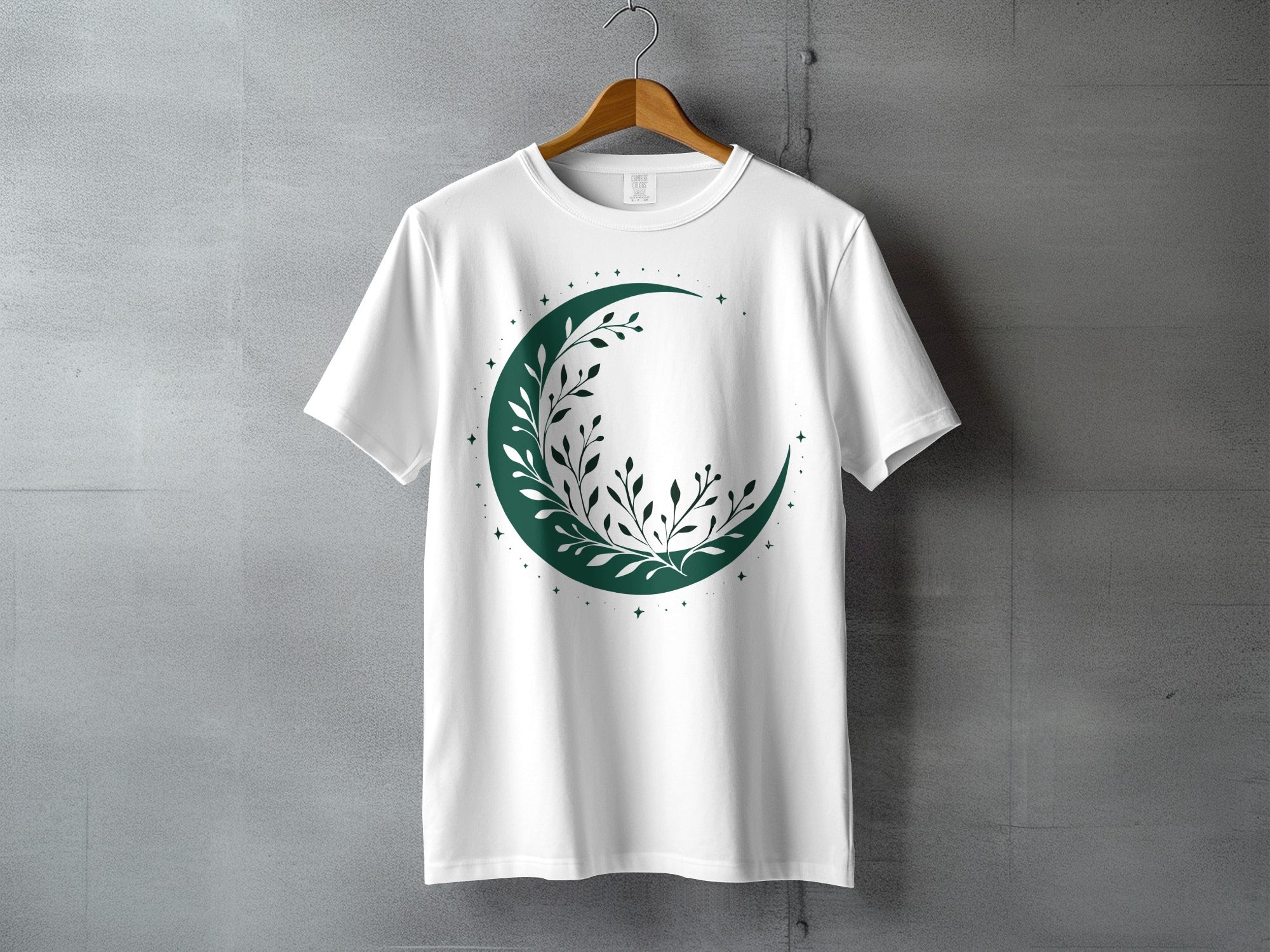 White Shirt Green Leaf Crescent Moon Stars product type