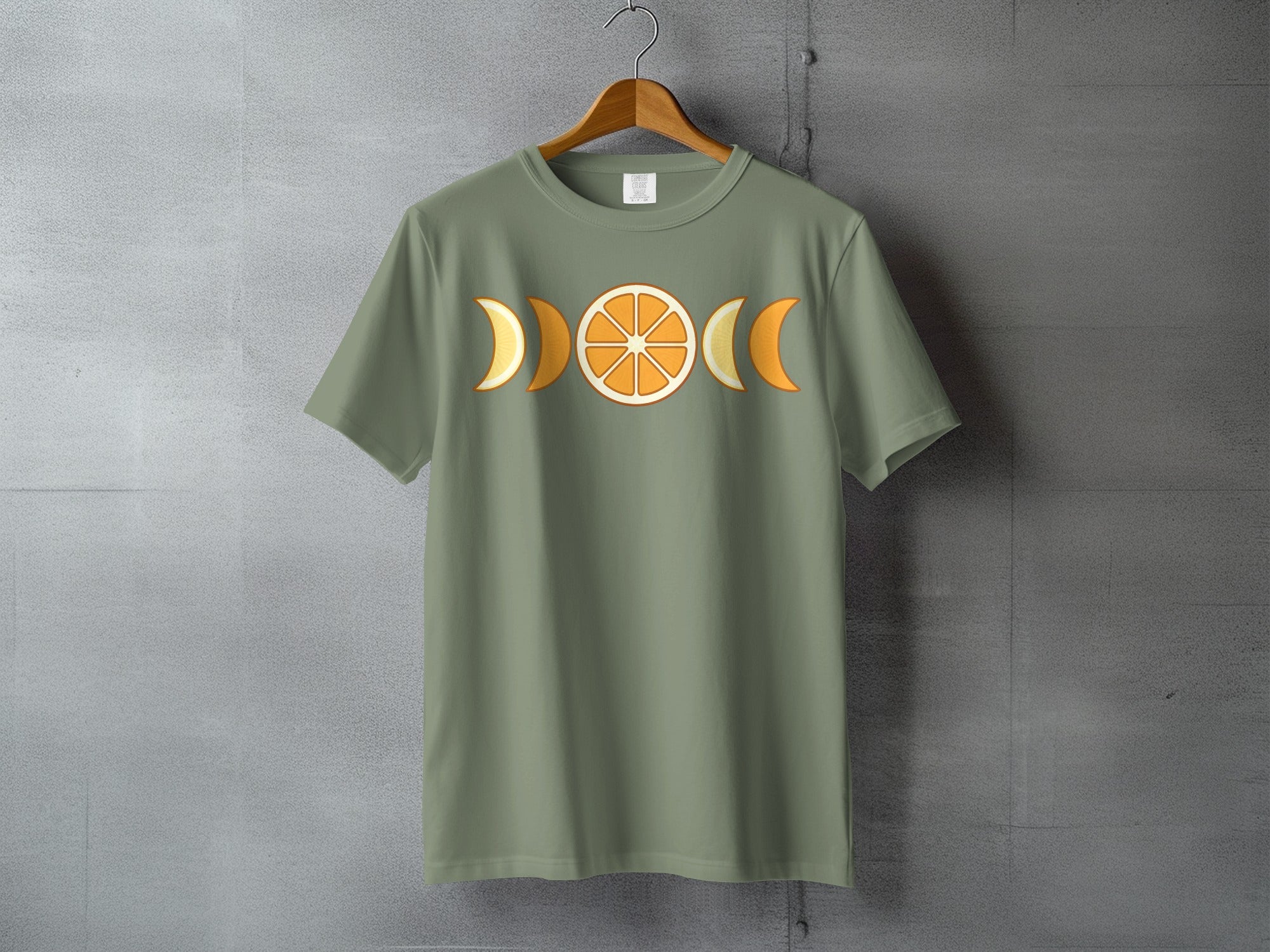 Orange citrus moon phase graphic shirt product type