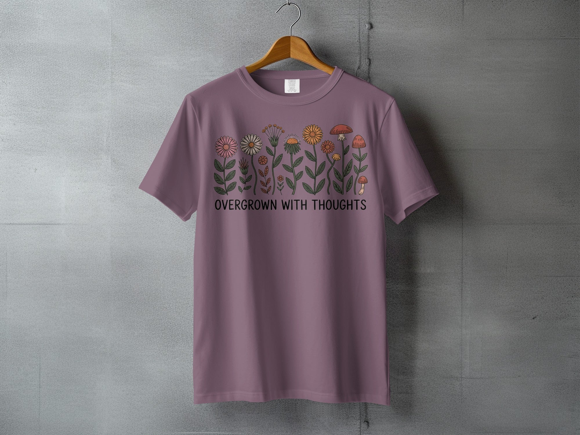 OVERGROWN WITH THOUGHTS Floral Mushroom Graphic product type