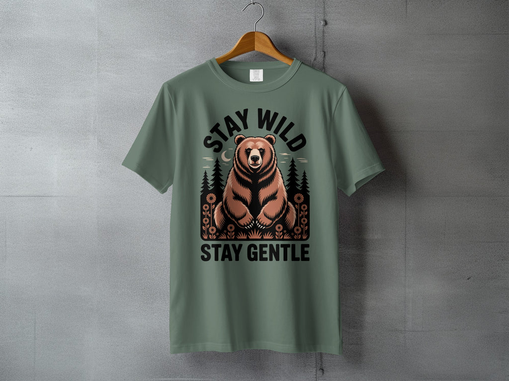 Stay Wild Stay Gentle Bear Forest Nature Graphic Tee product type