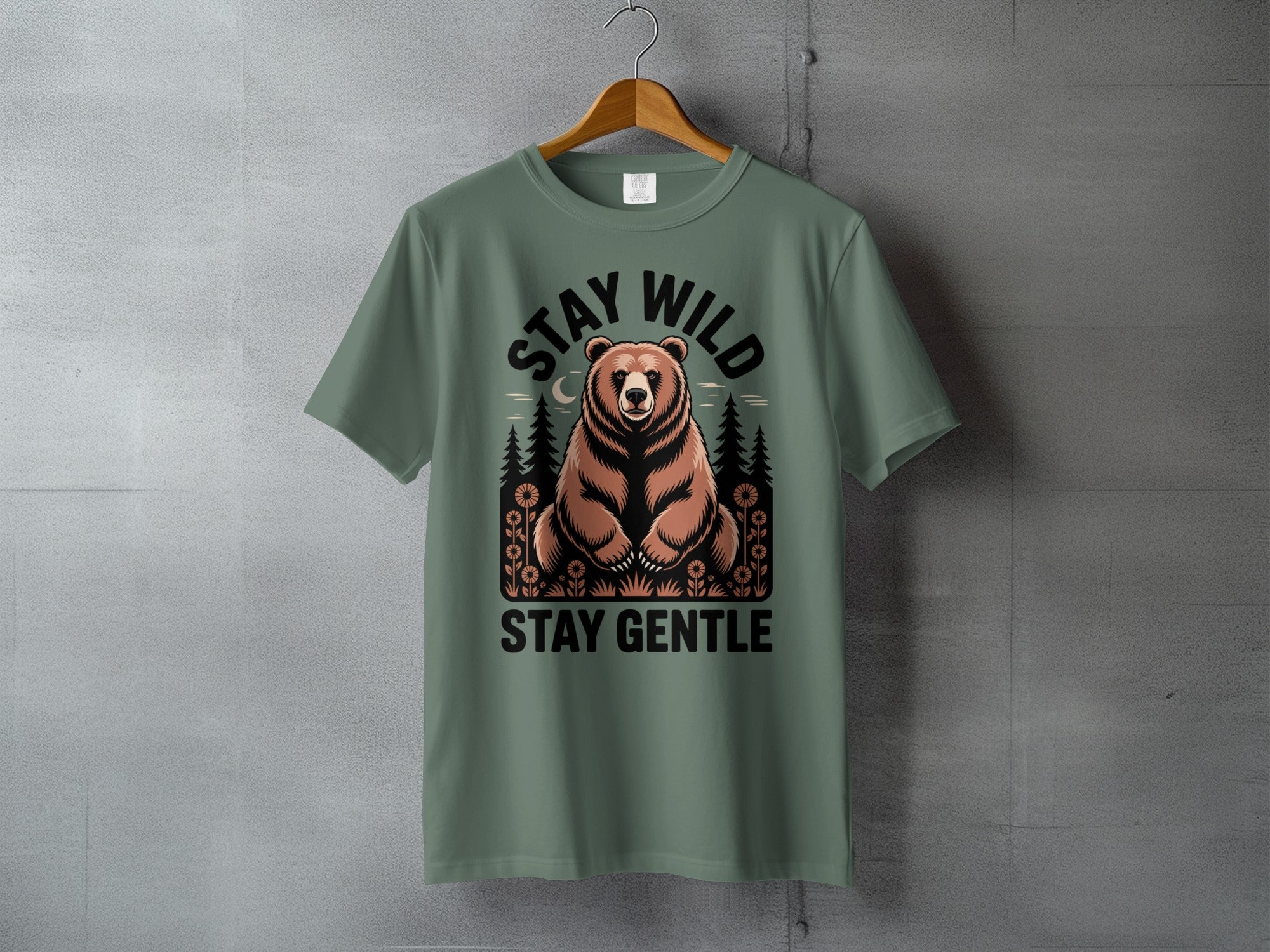 Stay Wild Stay Gentle Bear Forest Nature Graphic Tee product type