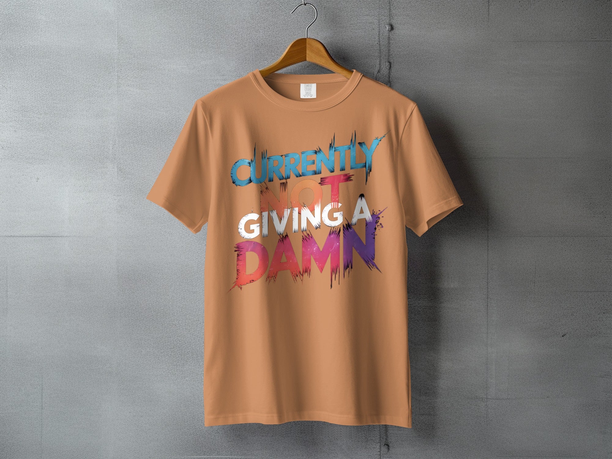 CURRENTLY NOT GIVING A DAMN Attitude Statement product type
Funny T-shirt, Sarcastic T-shirt, Attitude T-shirt, Graphic Print Tee, Novelty Apparel, Statement Clothing, Humorous Graphic, Casual Tee, Expressive Shirt, Unique Design Top, Quote T-shirt, Saying Graphic Tee, Trendy Shirt, Pop Culture Tee, Orange T-shirt, Brownish Tee, Gift Idea Shirt, Comfortable Top, Streetwear Tee, Current Mood Shirt