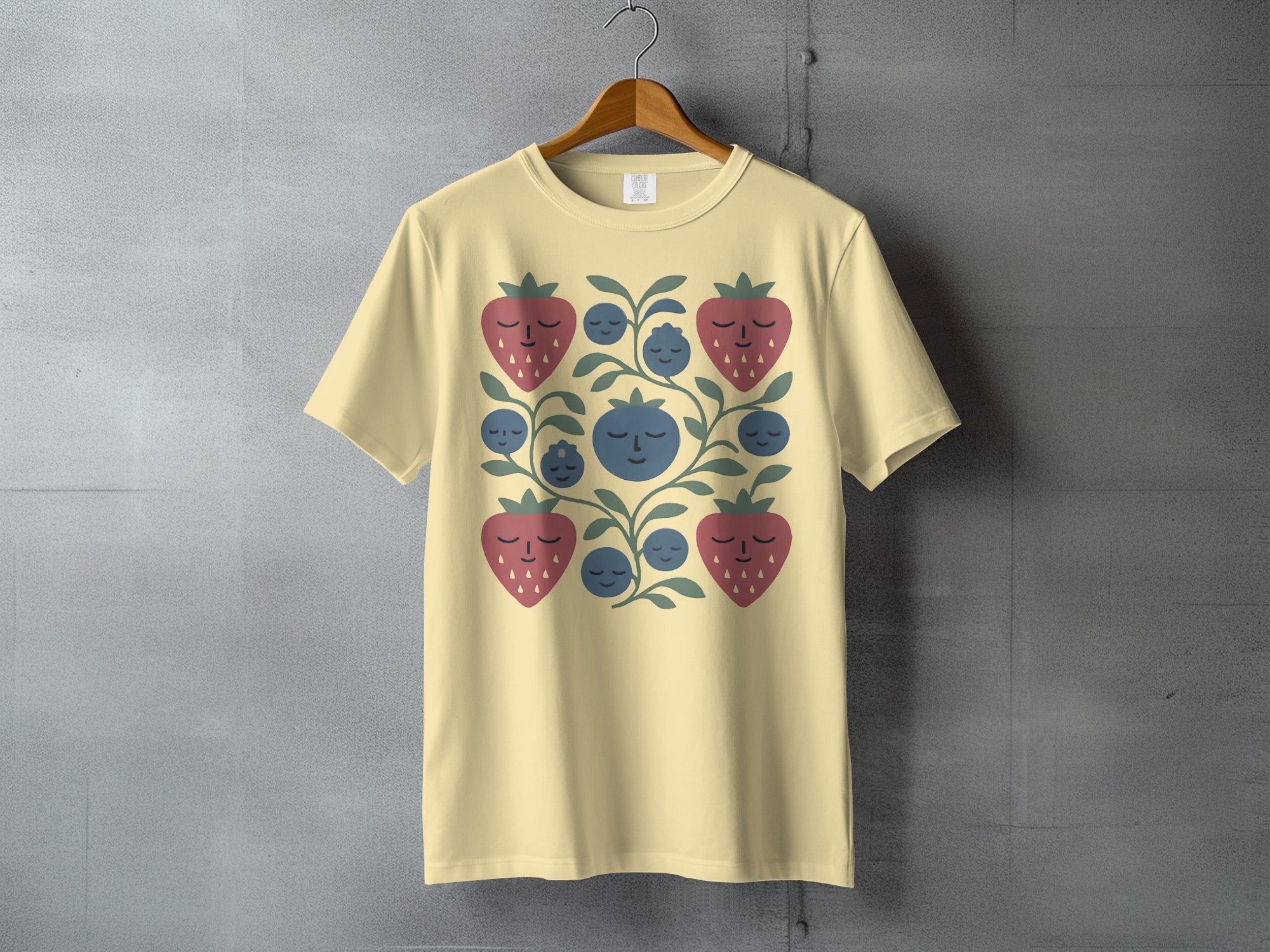 Whimsical Serene Strawberry Blueberry Folk Art Pattern product type