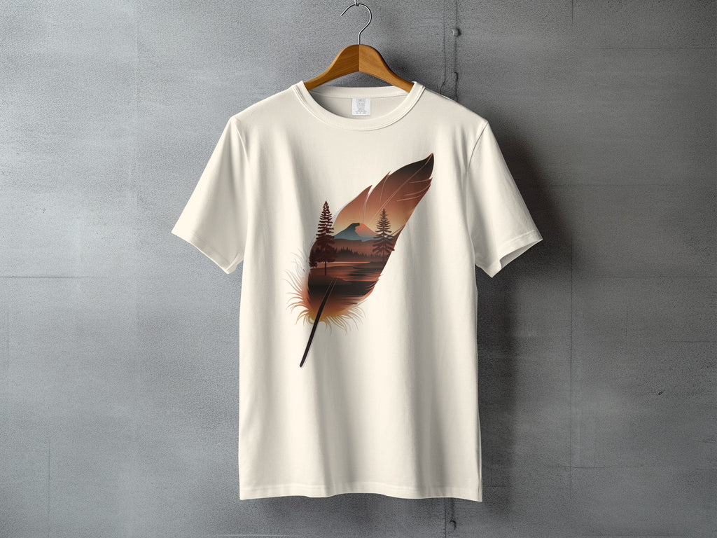 Feather Landscape Nature Scene Mountains Lake T-Shirt product type