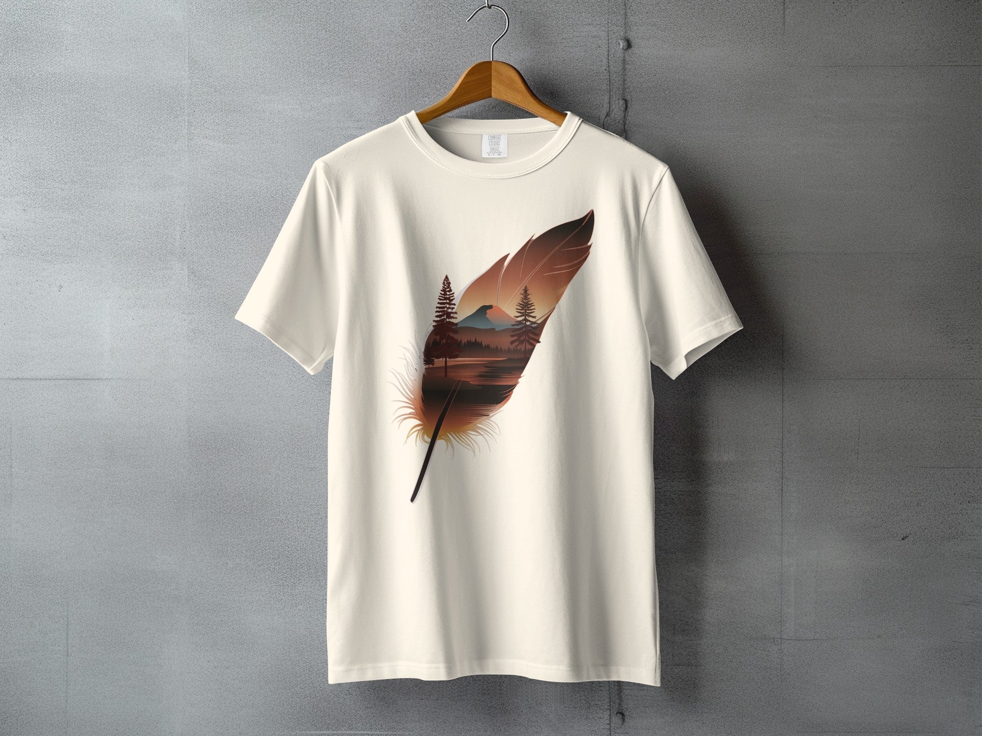Feather Landscape Nature Scene Mountains Lake T-Shirt product type
