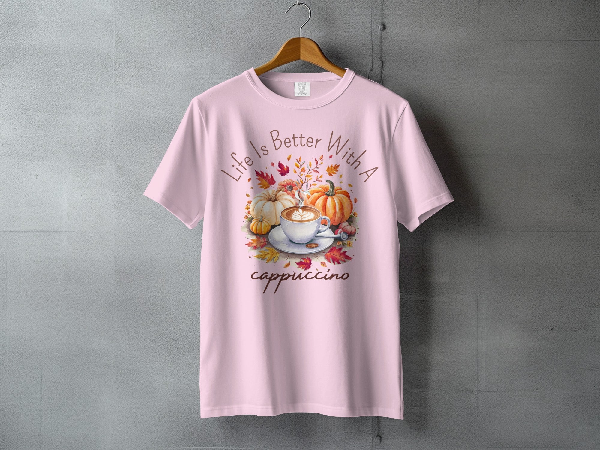Life Is Better With A Cappuccino Autumn Harvest product type
Life Is Better
Cappuccino
Pumpkin
Autumn
Fall
Leaves
Harvest
Coffee
Latte Art
Cozy
Seasonal
Thanksgiving
October
November
Drink
Beverage
Cute
Design
Graphic
Foodie