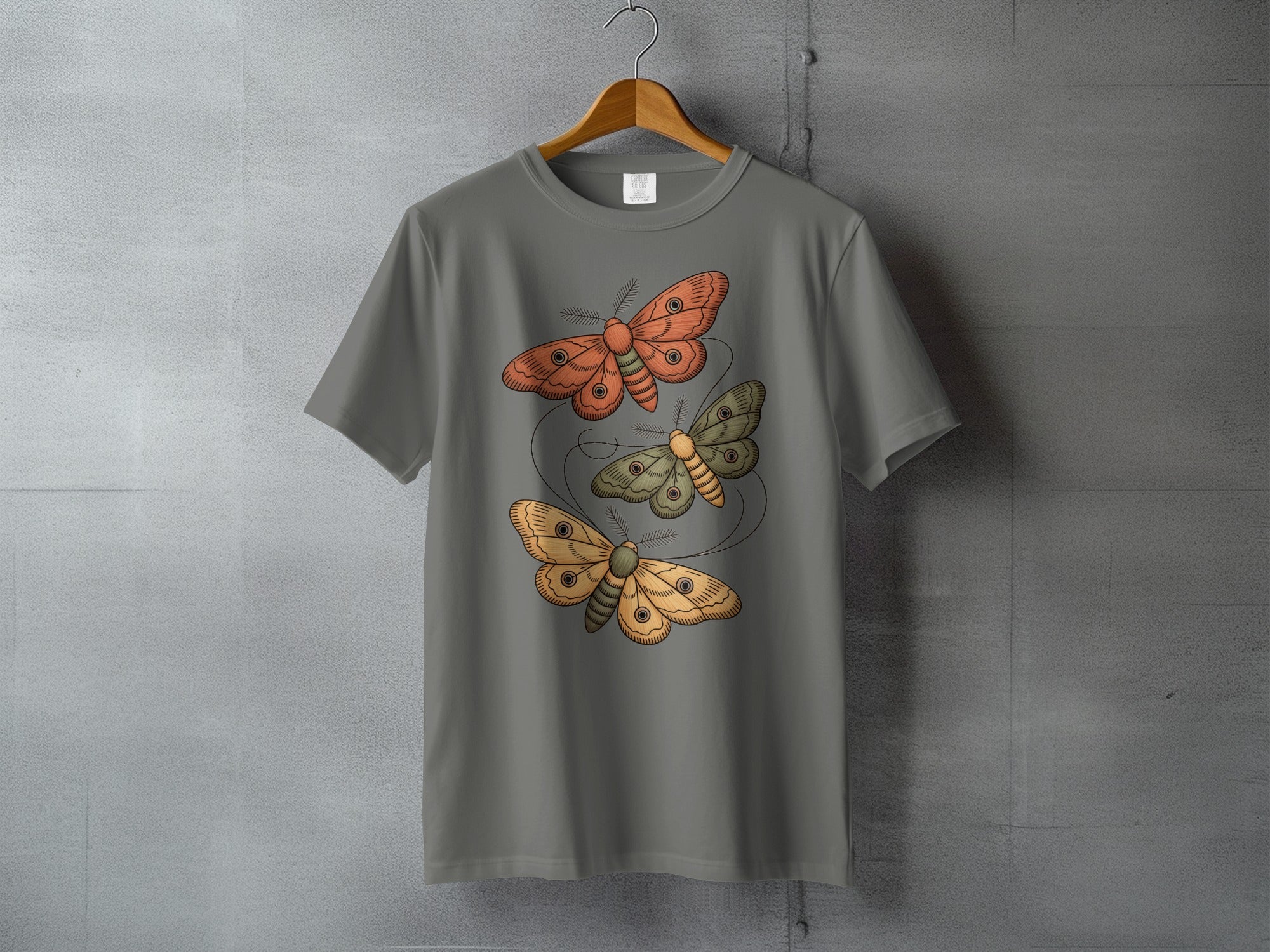 Grey Moths Orange Green Beige Connected Lines product type