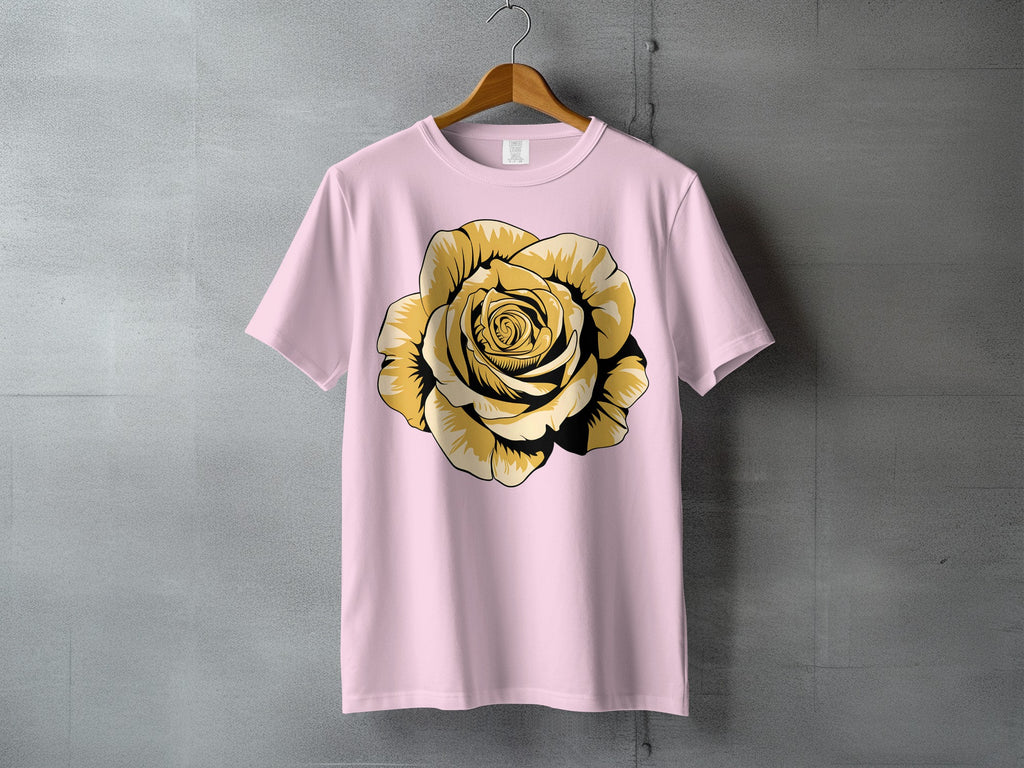 Light Pink Tshirt Golden Yellow Rose Art Tshirt product type