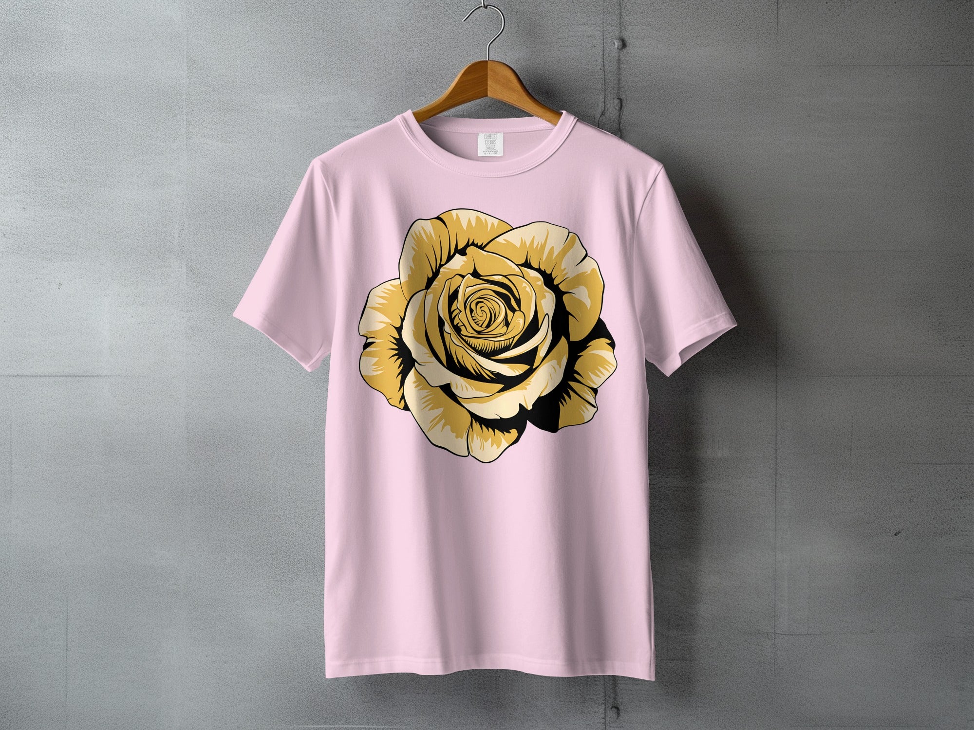 Light Pink Tshirt Golden Yellow Rose Art Tshirt product type