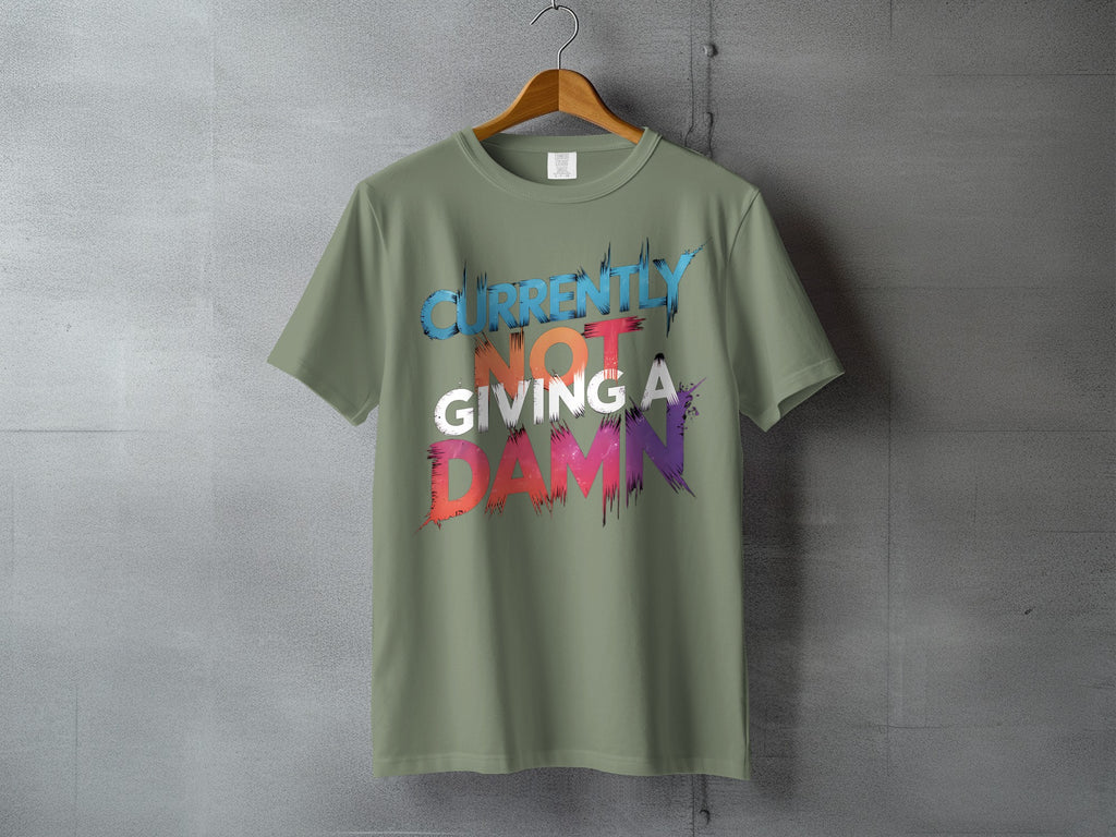 Currently Not Giving A Damn Colorful Grunge Design product type
Currently Not Giving A Damn
Attitude Tee
Sarcastic Shirt
Humorous Apparel
Grunge Design
Distressed Text
Colorful Graphic
Brush Stroke Font
Statement Shirt
Expressive Top
Olive Green Shirt
Green Tee
Unique TShirt
Bold Graphic
Funny Slogan
Casual Wear
Everyday Top
Unisex T-Shirt
Fashion Apparel
Pop Culture Tee