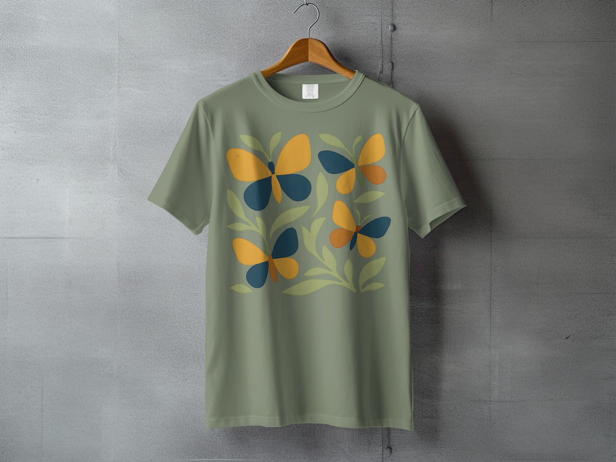 Green Shirt Colorful Butterfly Design Unique Nature product type