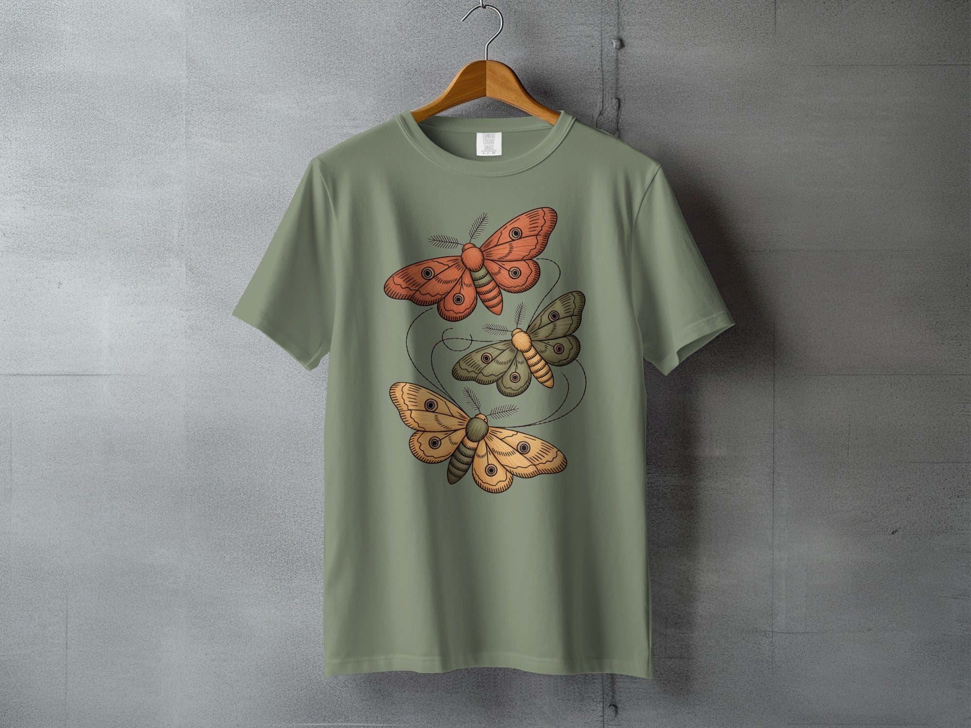 Sage Green Three Moths Art Print product type