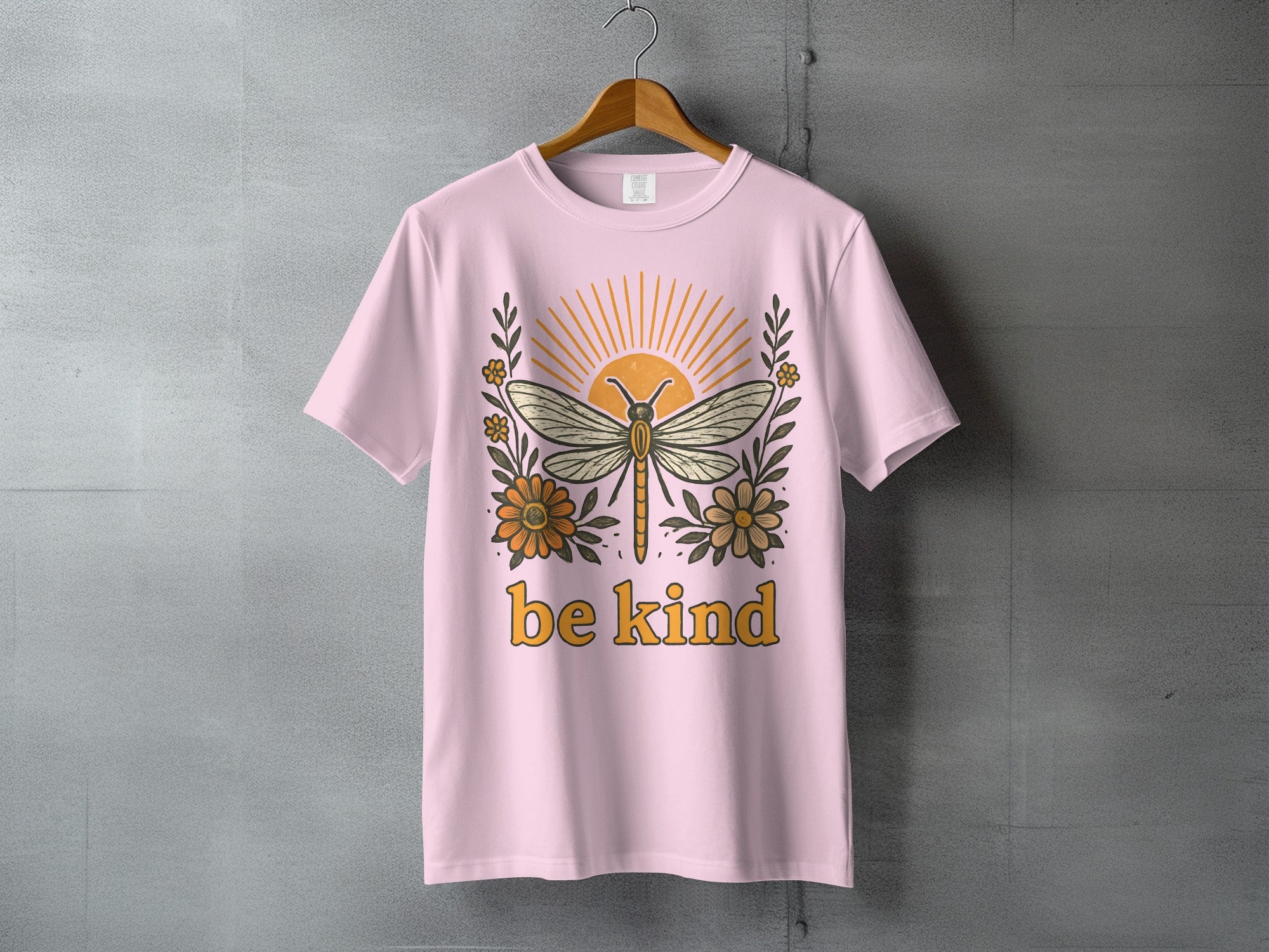 Pink Be Kind Dragonfly Sun Rays Floral Design product type