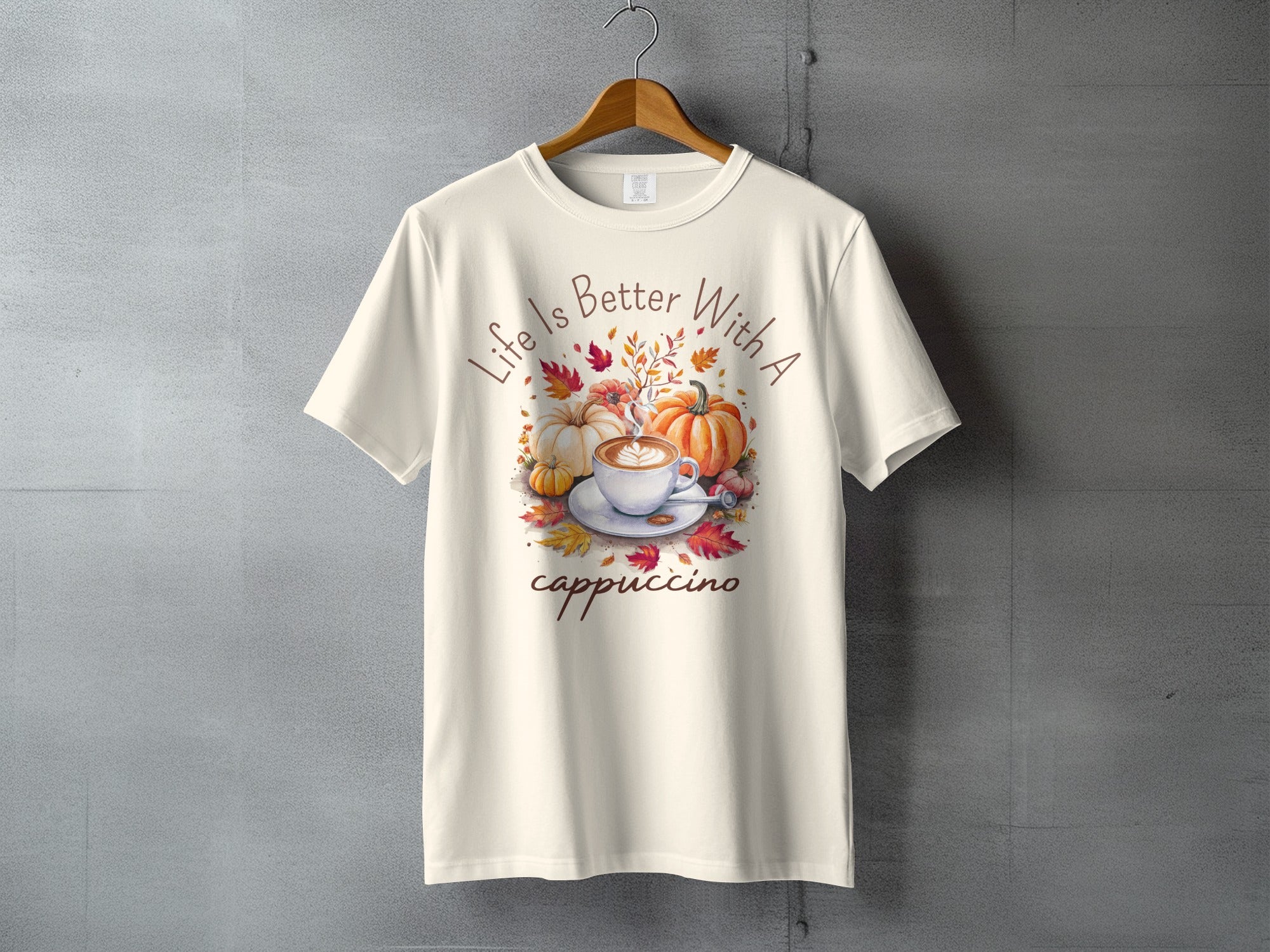 Life Is Better With A cappuccino Pumpkin Autumn Coffee t-shirt product type

cappuccino
coffee lover
pumpkin
autumn
fall leaves
harvest
seasonal drink
cozy vibes
coffee time
pumpkin spice
t-shirt
graphic tee
apparel
unique design
beverage fan
fall fashion
life is better
autumnal print
comfort wear
coffee art