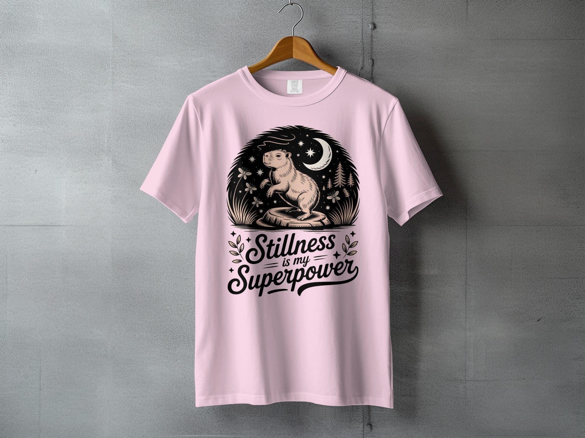 Stillness is my Superpower Capybara Moon Stars Pink product type