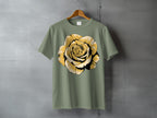 Olive Green T-shirt Yellow Gold Rose Graphic product type