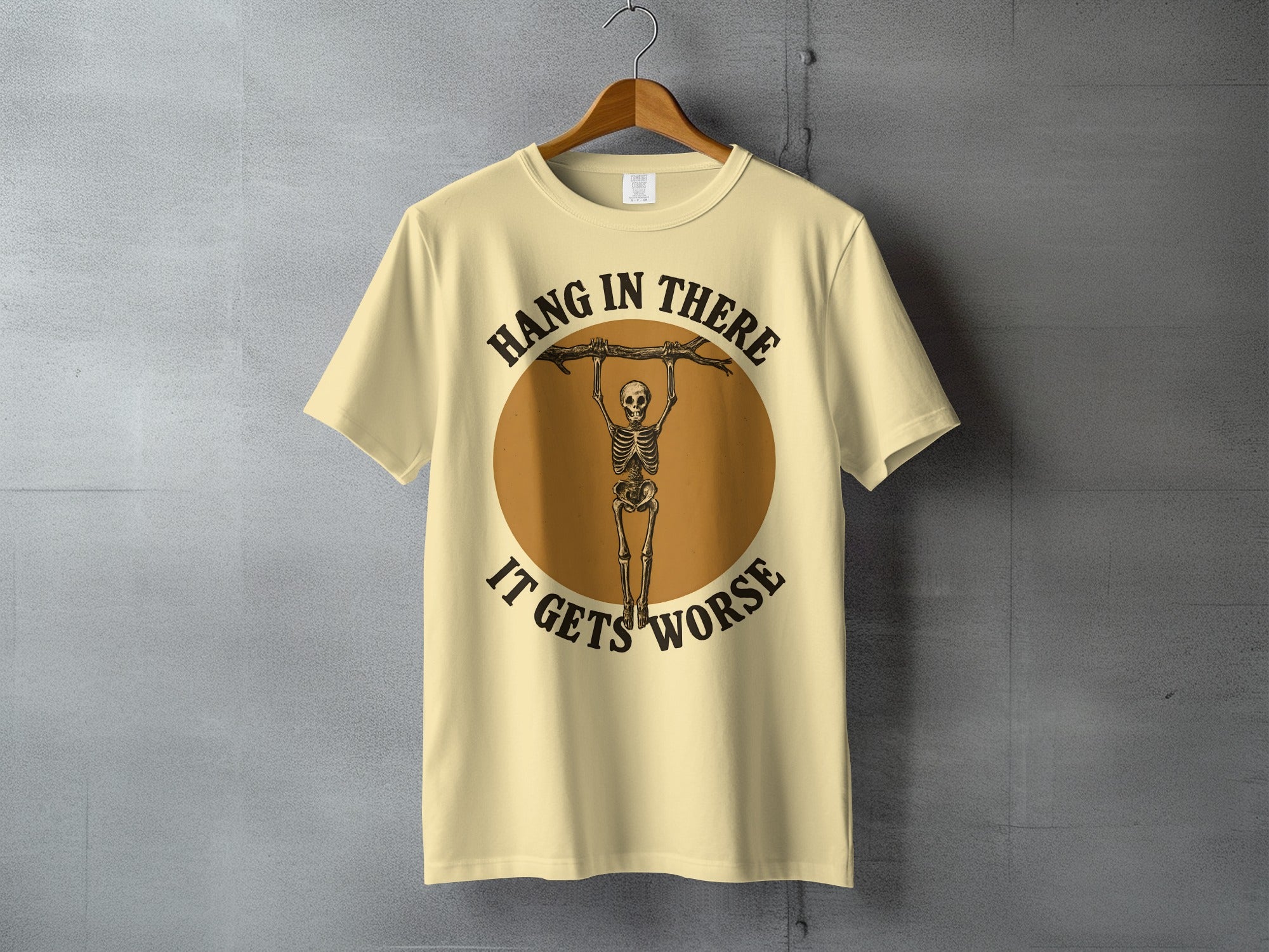 Skeleton Hang In There It Gets Worse Graphic product type
Skeleton
Hang In There
It Gets Worse
Dark Humor
Sarcastic
Funny Skeleton
Macabre
Goth Style
Existential Dread
Grim Art
Unique Design
Graphic Tee
Vintage Skeleton
Retro Humor
Morbid Humor
Branch Hang
Skull Design
Edgy Humor
Inspirational (ironically)
Statement Piece