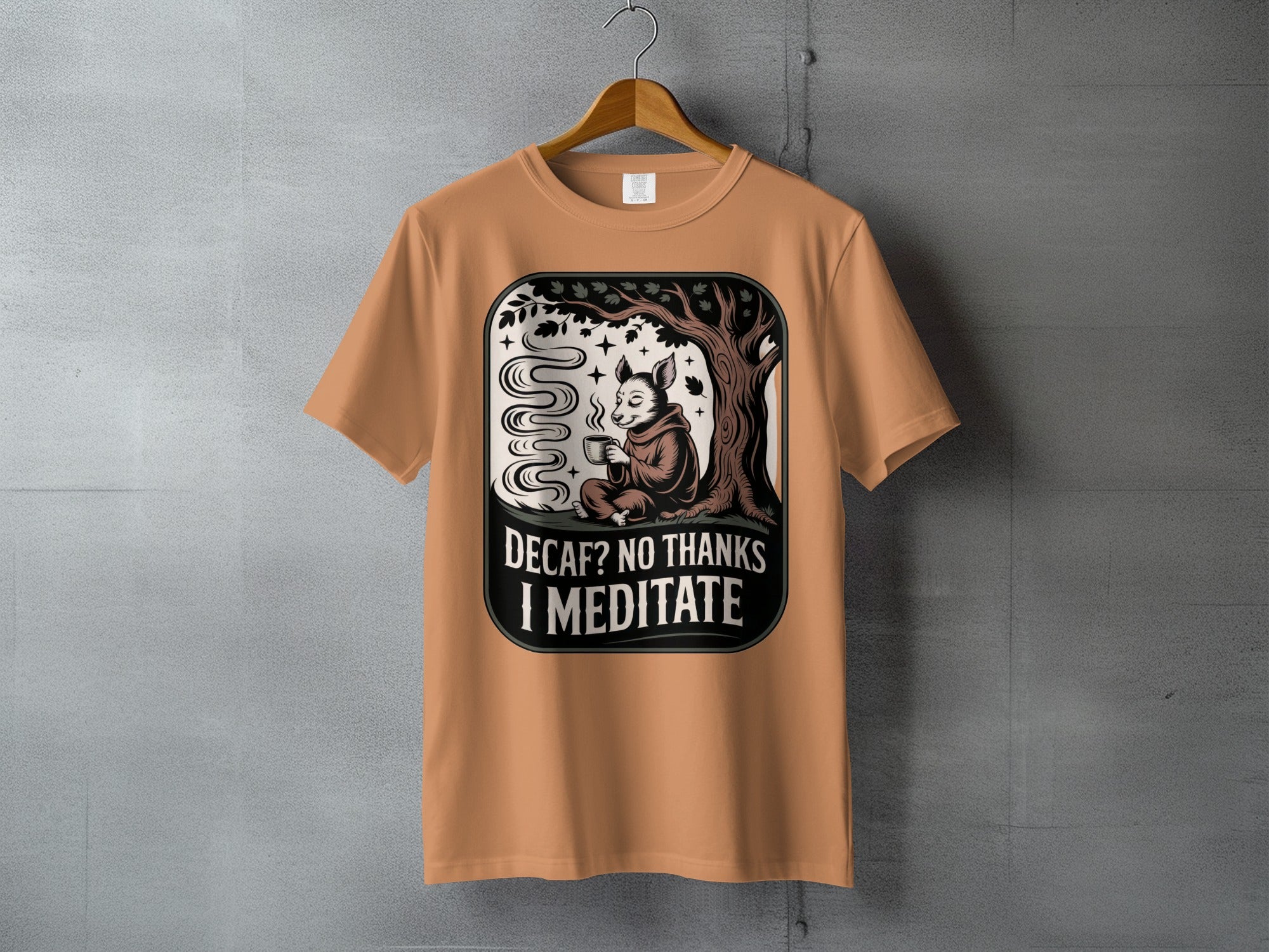 Decaf No Thanks I Meditate Fox Under Tree Art product type