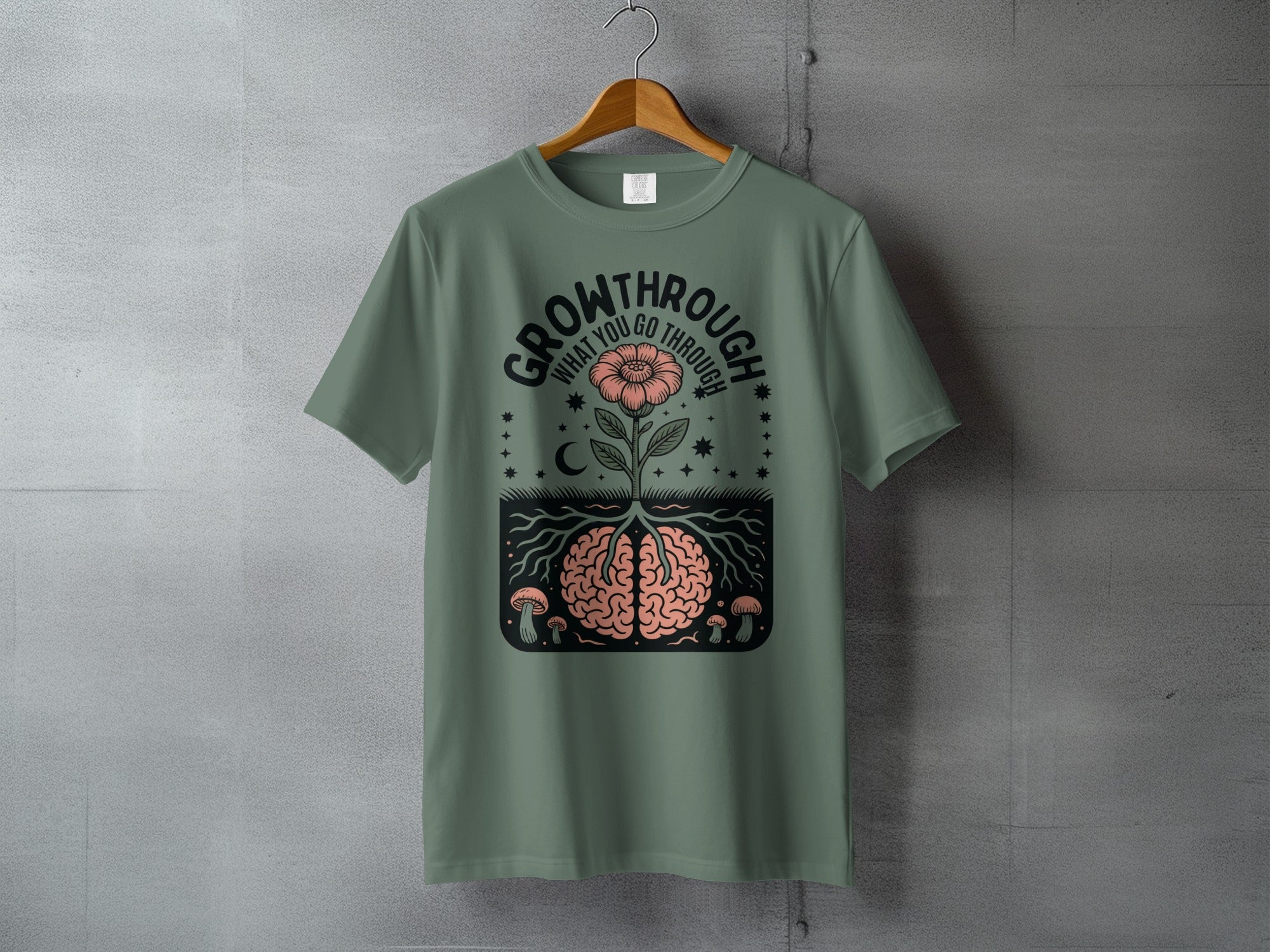 Growthrough What You Go Through Flower Brain T-shirt
