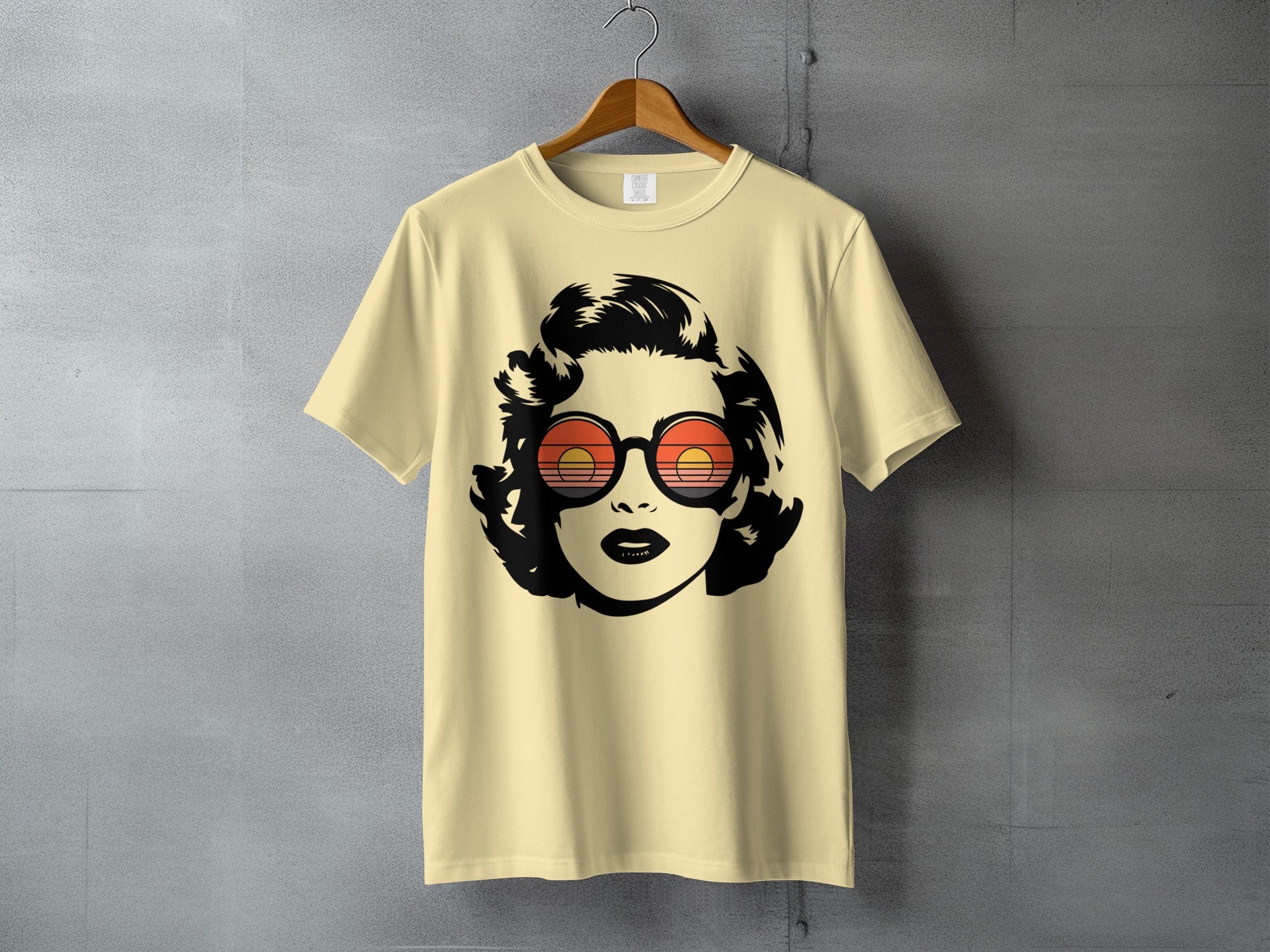 Retro Woman Sunglasses Sunset Design T-shirt product type
Retro
Vintage
Sunset
Sunglasses
Woman face
Graphic tee
80s style
Aesthetic
Summer fashion
Unique design
T-shirt
Apparel
Clothing
Unisex
Fashionable
Cool shirt
Artwork
Pop art
Cream shirt
Retro sunglasses