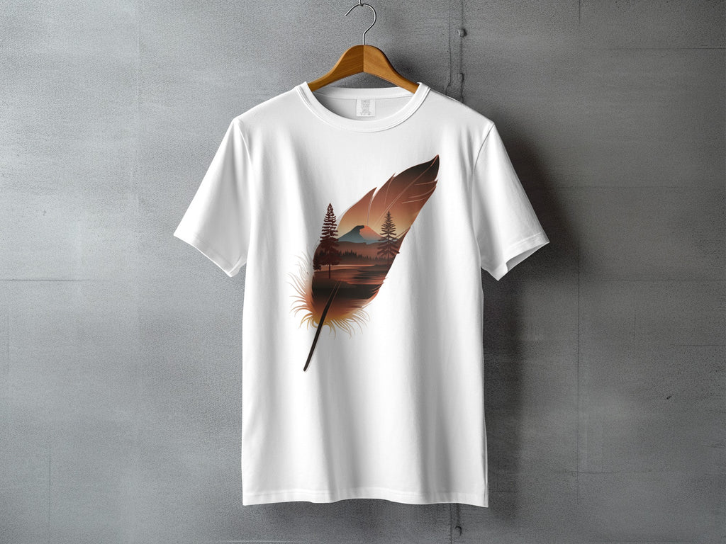 Feather Shaped Mountain Lake Sunset Nature Scene product type