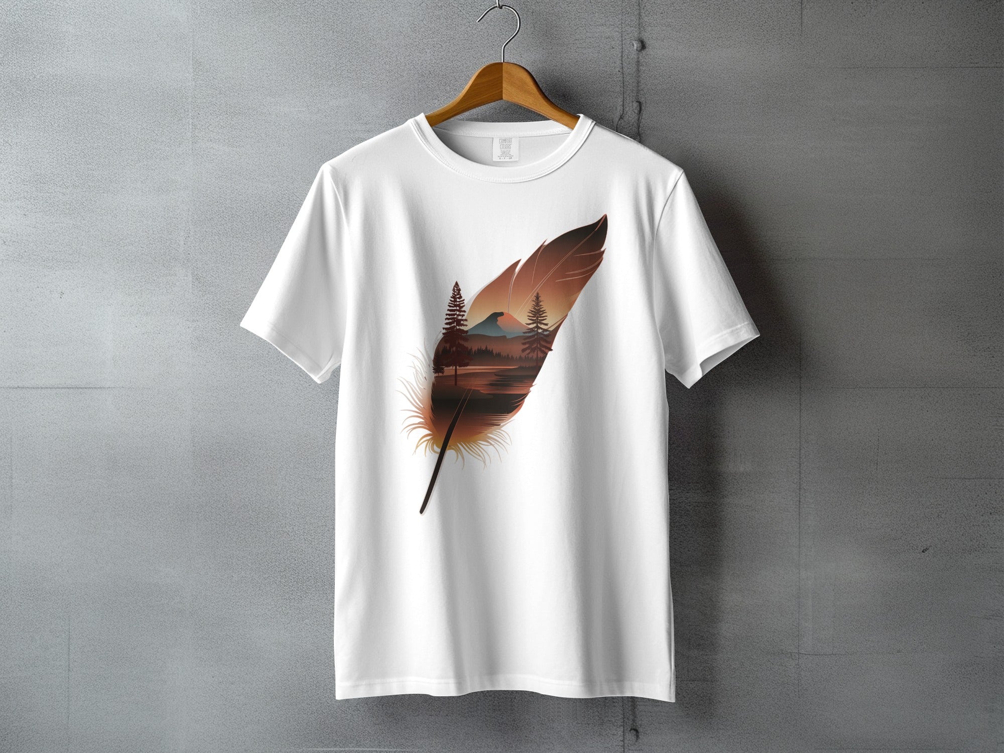 Feather Shaped Mountain Lake Sunset Nature Scene product type