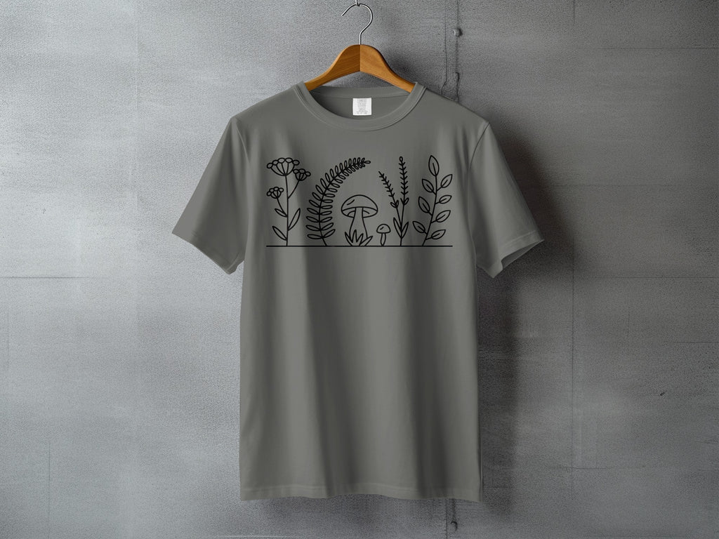 Botanical Mushroom Fern Leaf Line Art Design product type